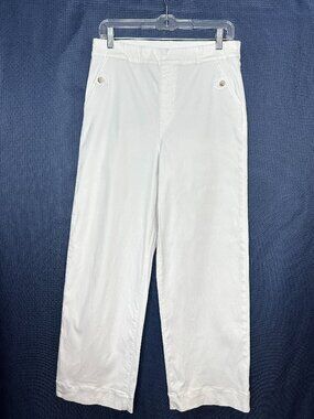 Spanx Wide Leg Stretch Twill White Pants LARGE Resort Beach Minimalist Capsule
